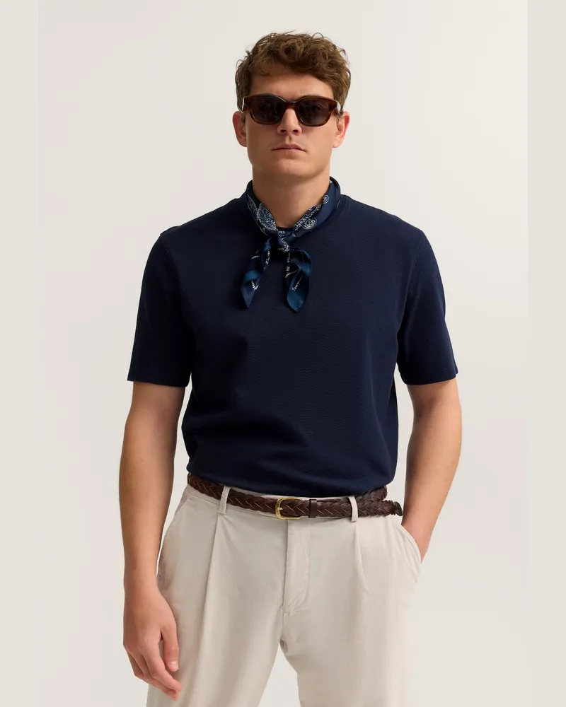 Bugatti Herren T-Shirt mit einer eleganten Struktur Marineblau