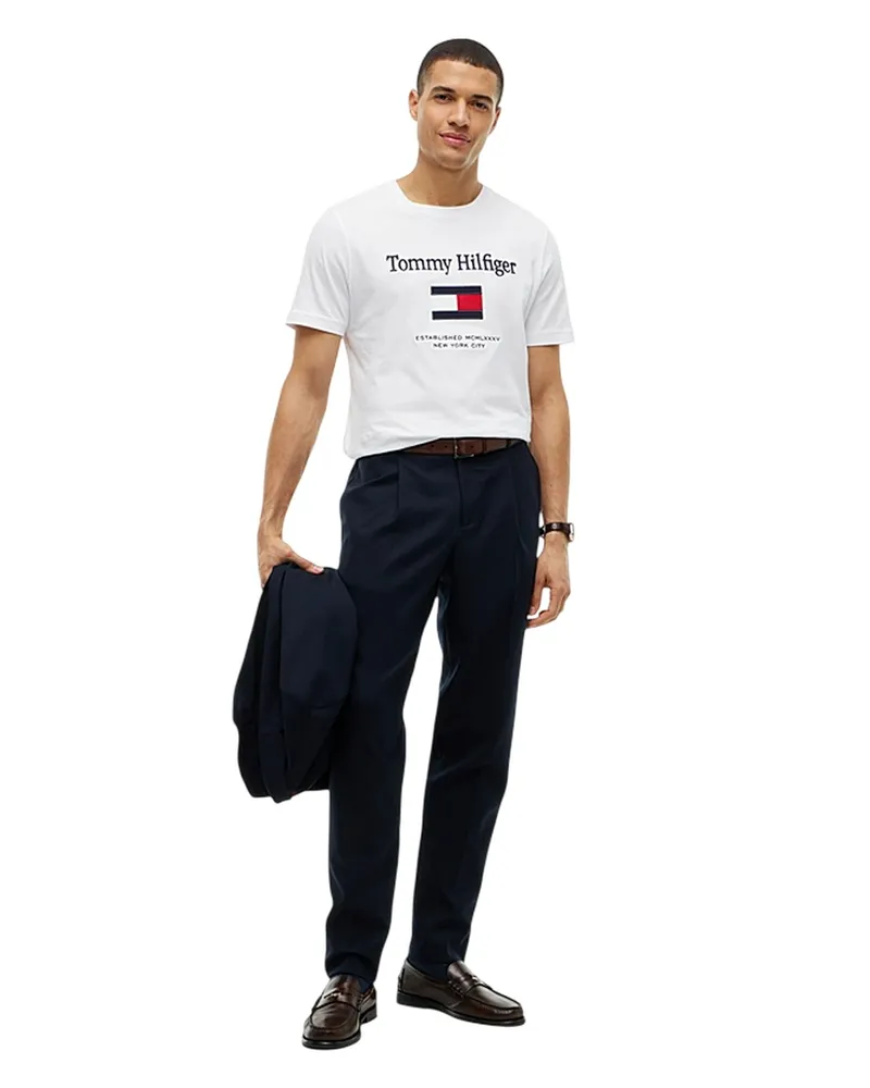 Tommy Hilfiger T-Shirt für Herren, bestickt (Weiß Weiß