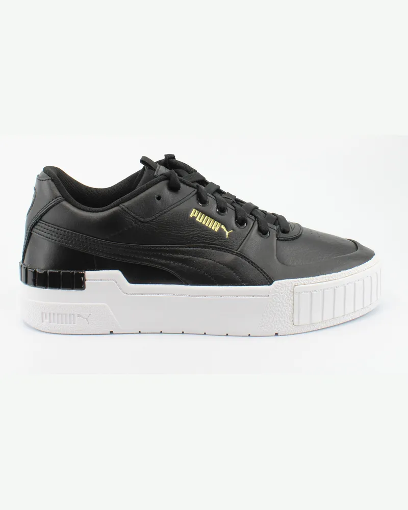 Puma Cali Sport schwarzer Leder Damen Schnürtrainer 373871 02 Schwarz