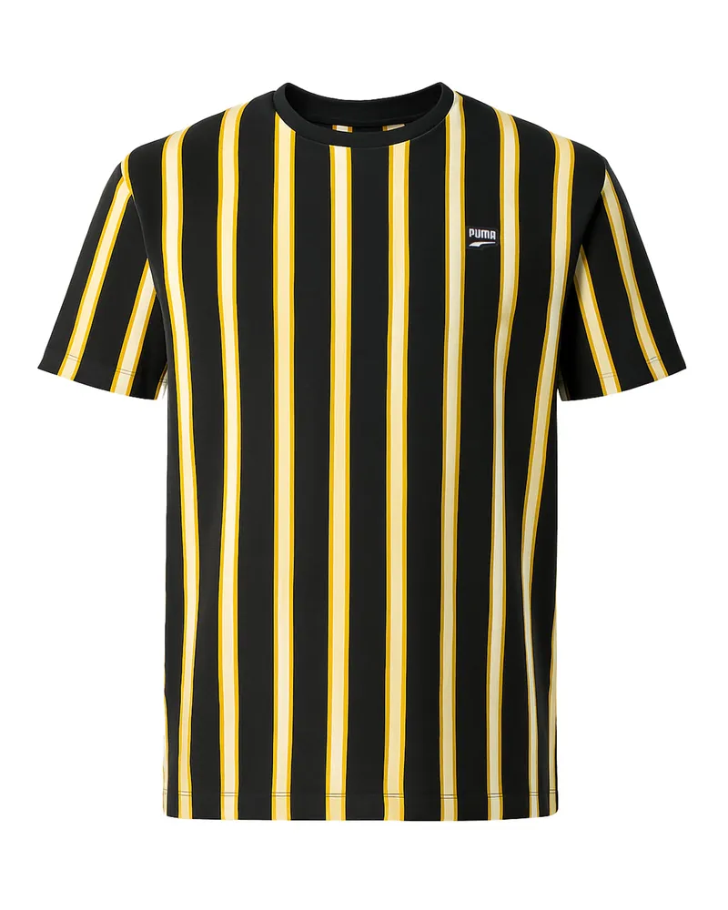Puma Downtown Stripe T-Shirt für Herren - Schwarz Schwarz