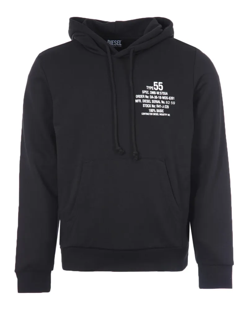 Diesel Kapuzenpullover mit Aufdruck A06500-00HAYT Mann Schwarz