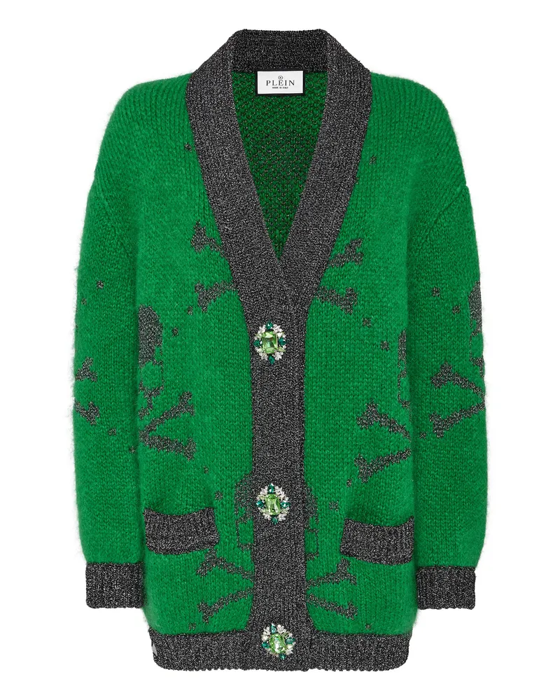 Philipp Plein Strickjacke Skull&Bones Grün