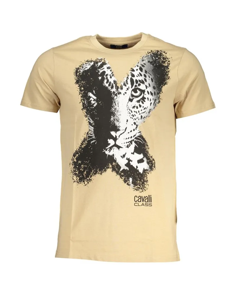 Roberto Cavalli Leoparden Motiv T-Shirt mit kurzen Ärmeln Beige