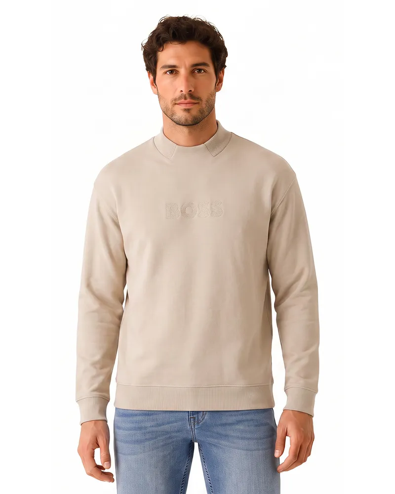 HUGO BOSS Herren-Sweatshirt mit Rundhalsausschnitt aus Baumwolle 50561510 Beige