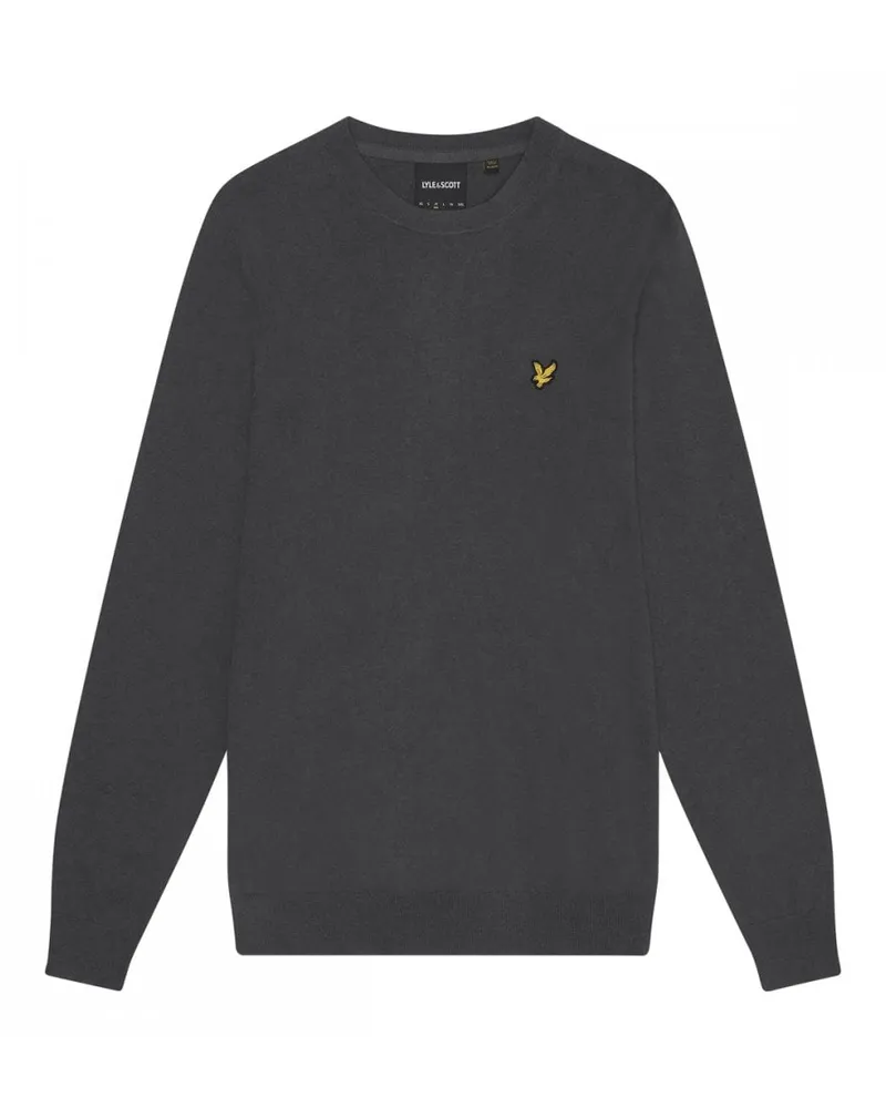 Lyle & Scott Rundhalspullover aus Baumwollmerinowolle in Grau Dunkelgrau