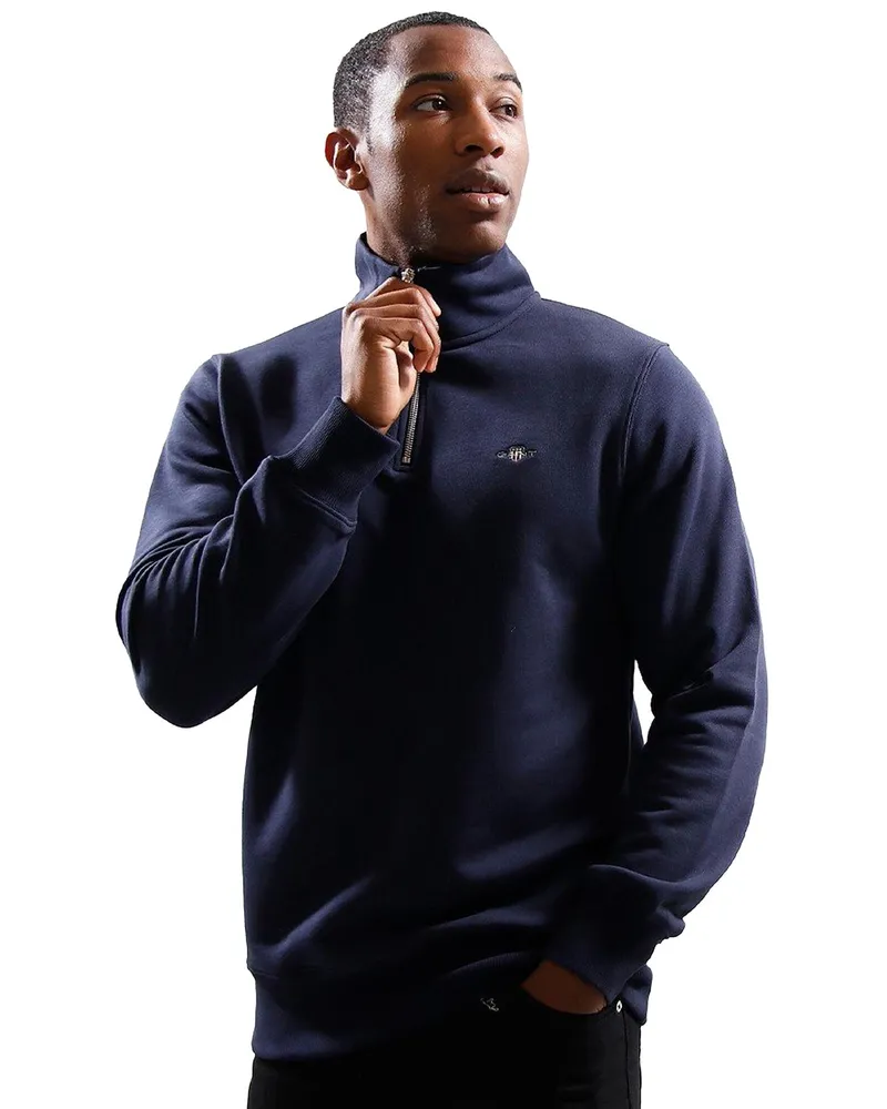 Gant Herren Schild halbe Zip Sweatshirt Marineblau