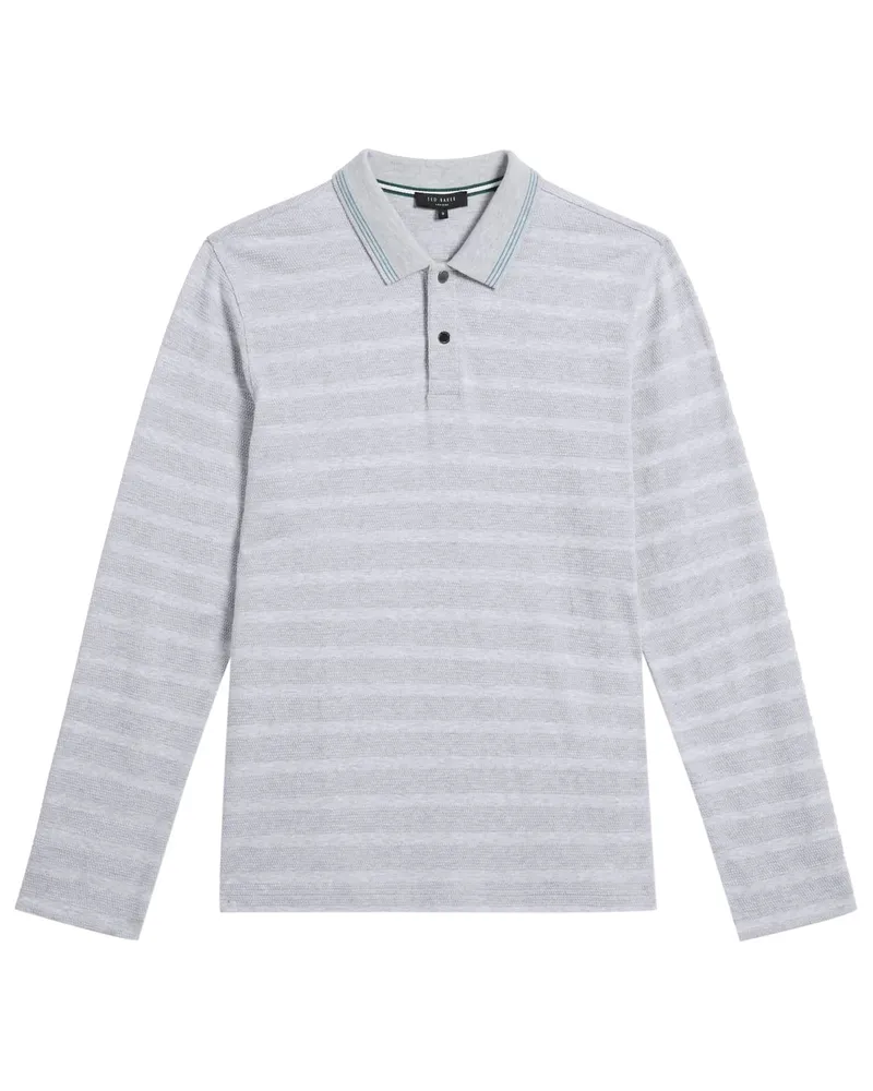 Ted Baker Penine Herren gestreiftes graues Poloshirt Grau