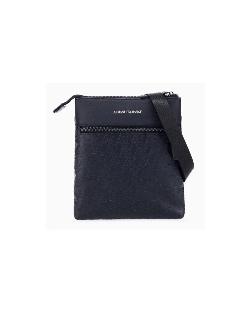 Armani Exchange Flache Umhängetasche, Schwarz Schwarz