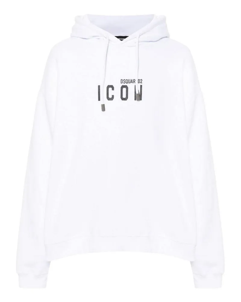 Dsquared2 Weißer Hoodie Schwarzes Icon-logo Weiß