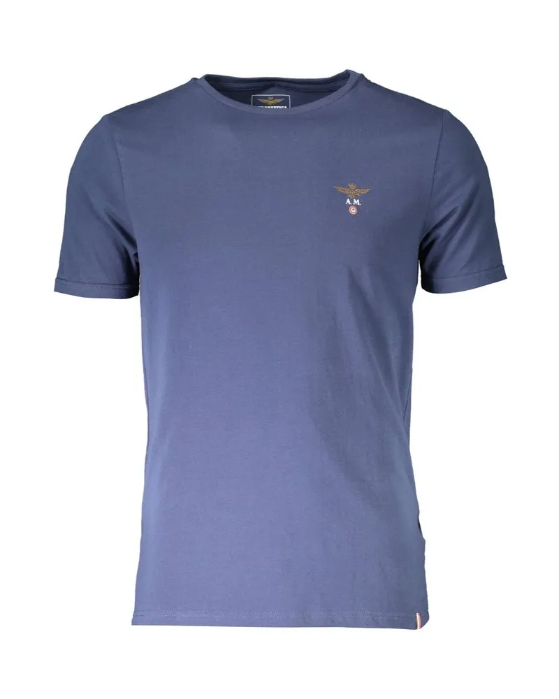 Aeronautica Militare Kurzarm Rundhals-T-Shirt Mittelblau