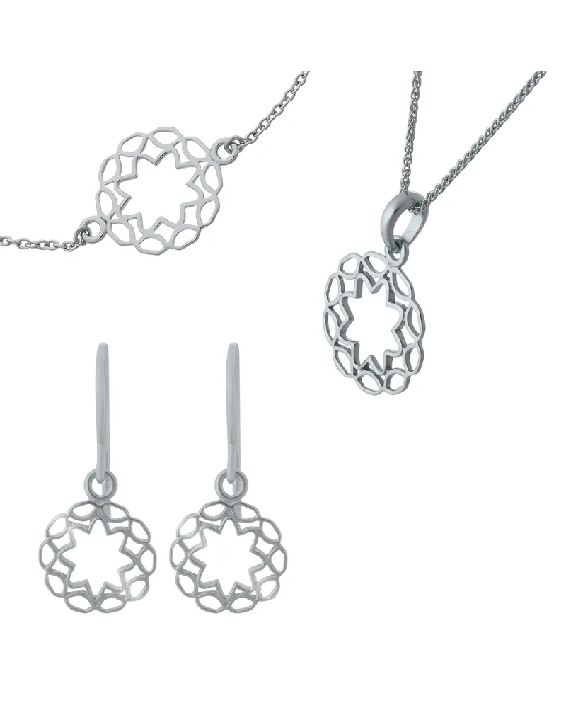 Orphelia Jasmine' Damen-Set aus 925er Sterlingsilber: Armband + Ohrringe + Halskette – Silber SET-7076 Silber