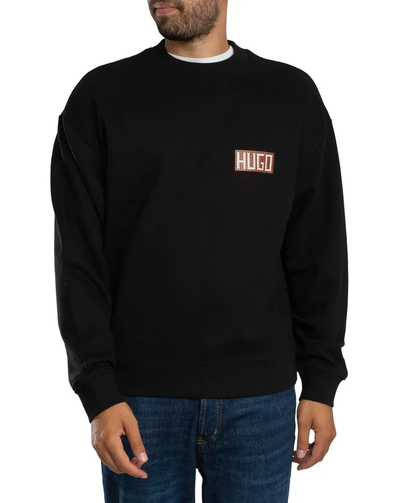 HUGO BOSS Durec Sweatshirt Mit Rückengrafik, Schwarz Schwarz
