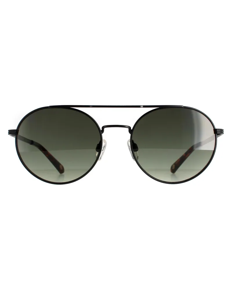 Ted Baker Runde Unisex schwarz grau TB1531 Warner Sonnenbrille Schwarz
