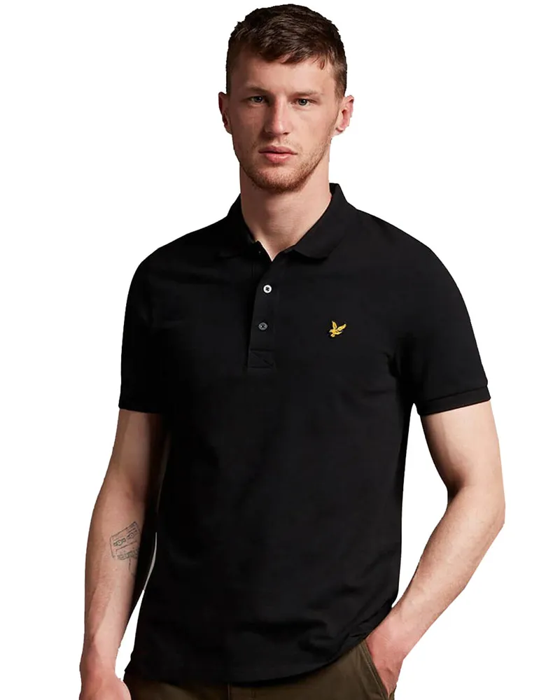 Lyle & Scott Einfarbiges Poloshirt in Schwarz Schwarz