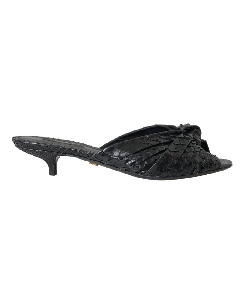 Dolce & Gabbana Schwarze Exotische Leder Absätze Riemchenschuhe Schwarz
