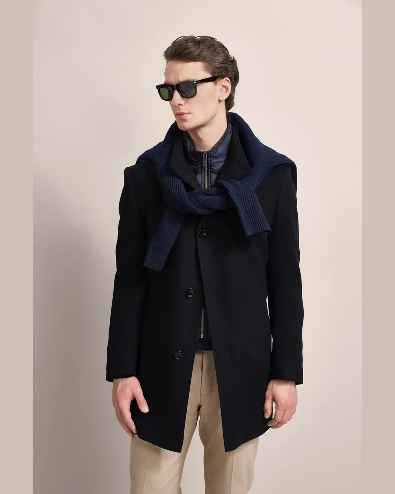 Bugatti Herren Wollmantel mit Westenfake Marineblau