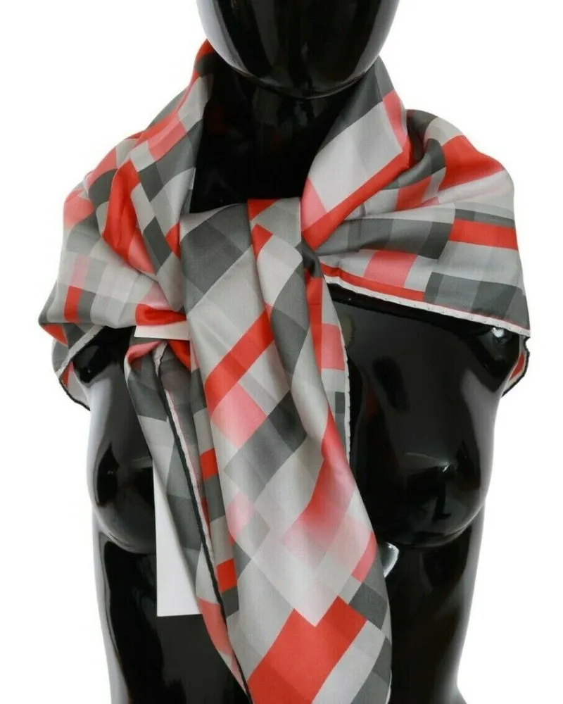 CoSTUME NATIONAL Seiden-Schal mit geometrischem Druck Hellgrau