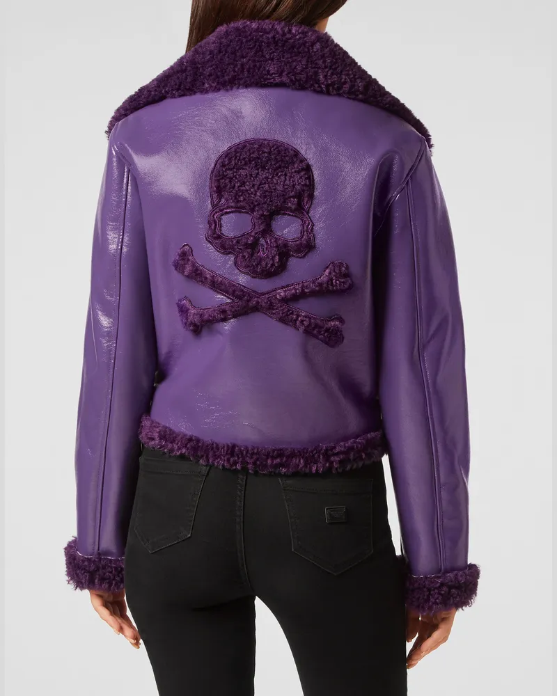 Philipp Plein Biker-Jacke Skull & Bones - Lila Lila