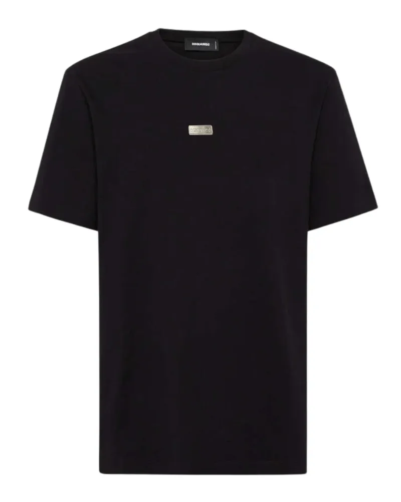 Dsquared2 T-shirt Mit Kleinem Metalllogo, Schwarz Schwarz