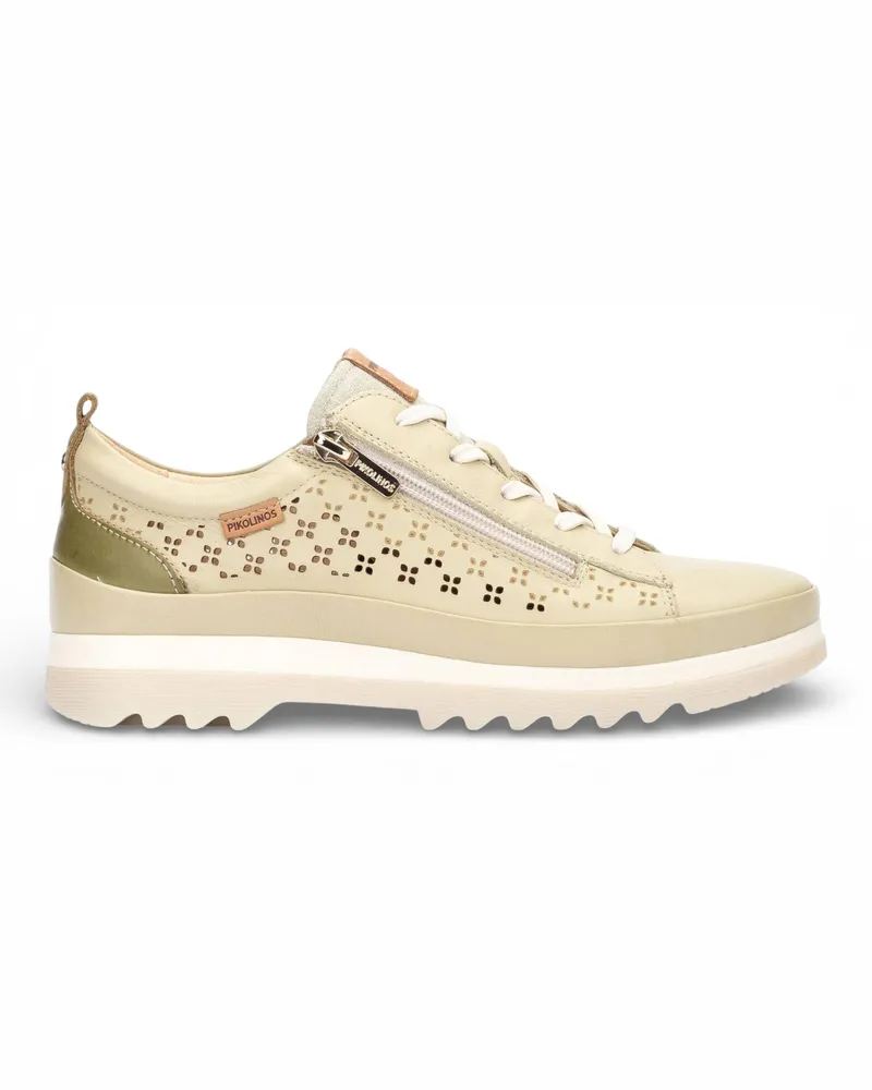 Pikolinos Damen-Sneaker "Vigo" aus Leder mit Schnürung und Reißverschluss - Grün Grün