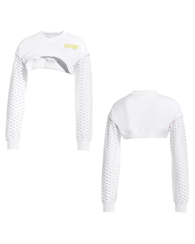 Puma X Sophia Webster Langarm Frauen geschnittenes Top Sweatshirt 578557 02 Weiß