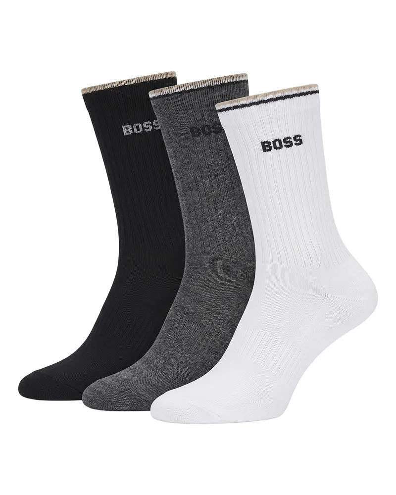 HUGO BOSS 3er-Pack Herren Baumwoll-Mid-Calf-Socken 50531597 Grau