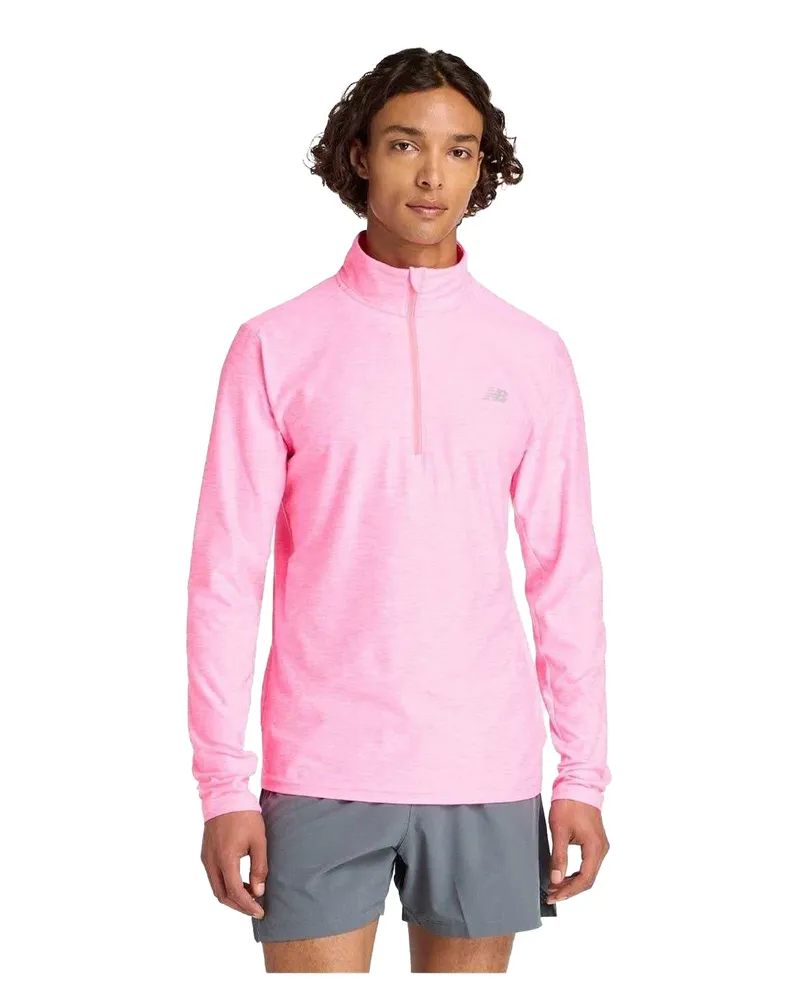 New Balance Oberteil für Herren, mit kurzem Reißverschluss (Neon-Pink Rosa