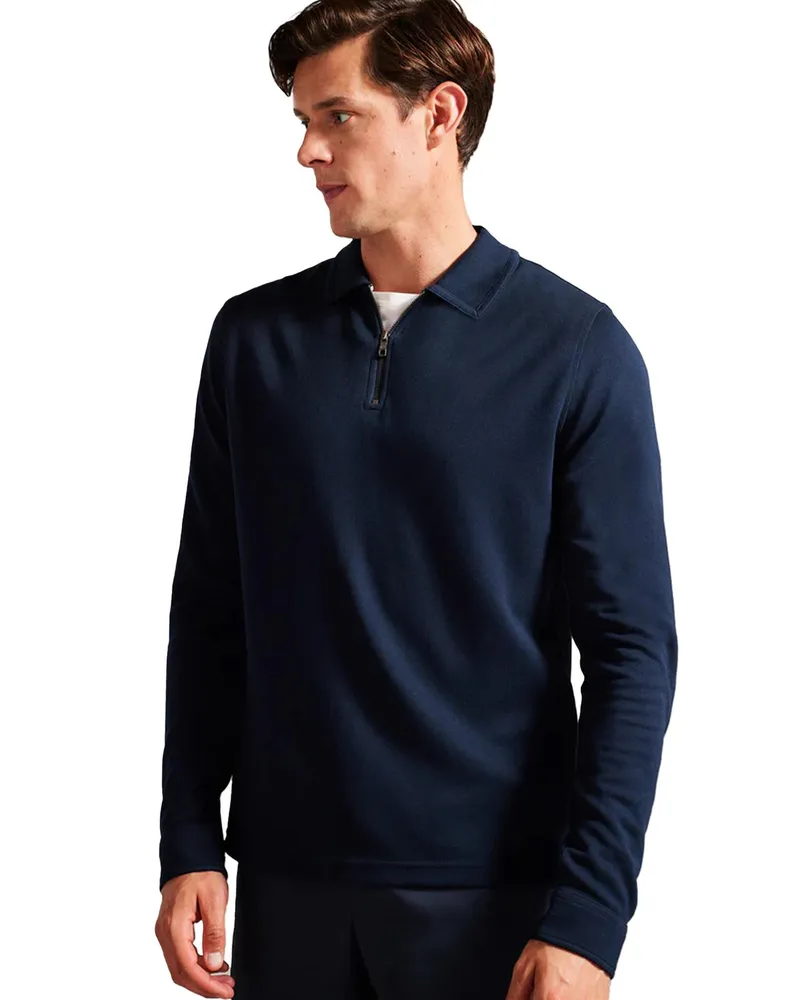Ted Baker Herren Langarm-Poloshirt - Karpol Marineblau