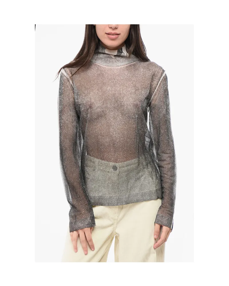 Maison Margiela MM1 MM10 – Leichter Rollkragenpullover aus Seide in Grau Grau