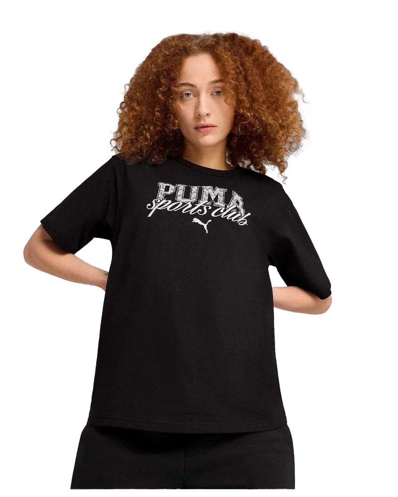 Puma T-Shirt für Herren/Damen Unisex, leger, kurzärmlig (Schwarz Schwarz