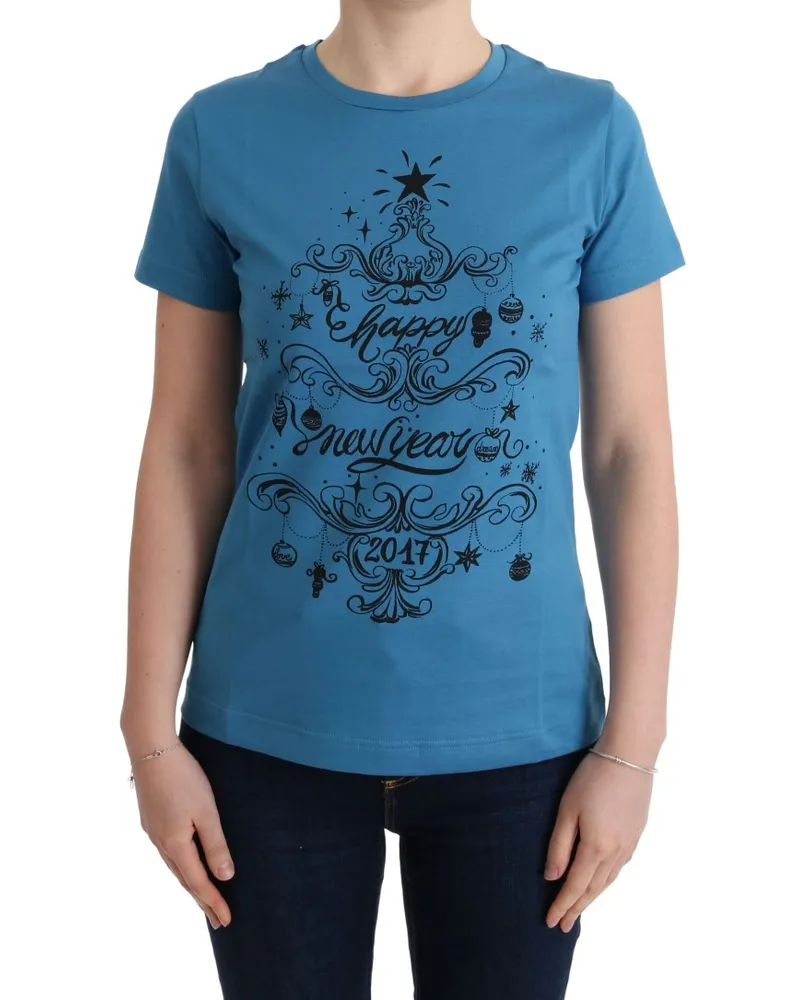 Dolce & Gabbana Damen Blau Baumwolle 2017 Motiv T-Shirt Blau