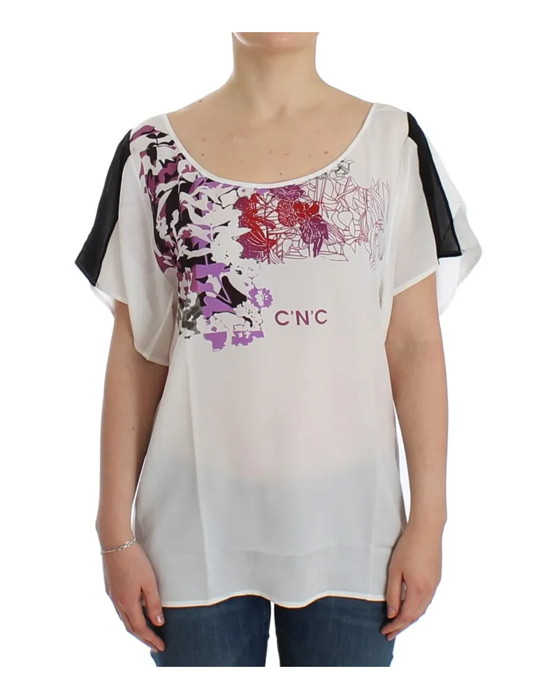 CoSTUME NATIONAL Bluse mit weißem Motivdruck Schwarz