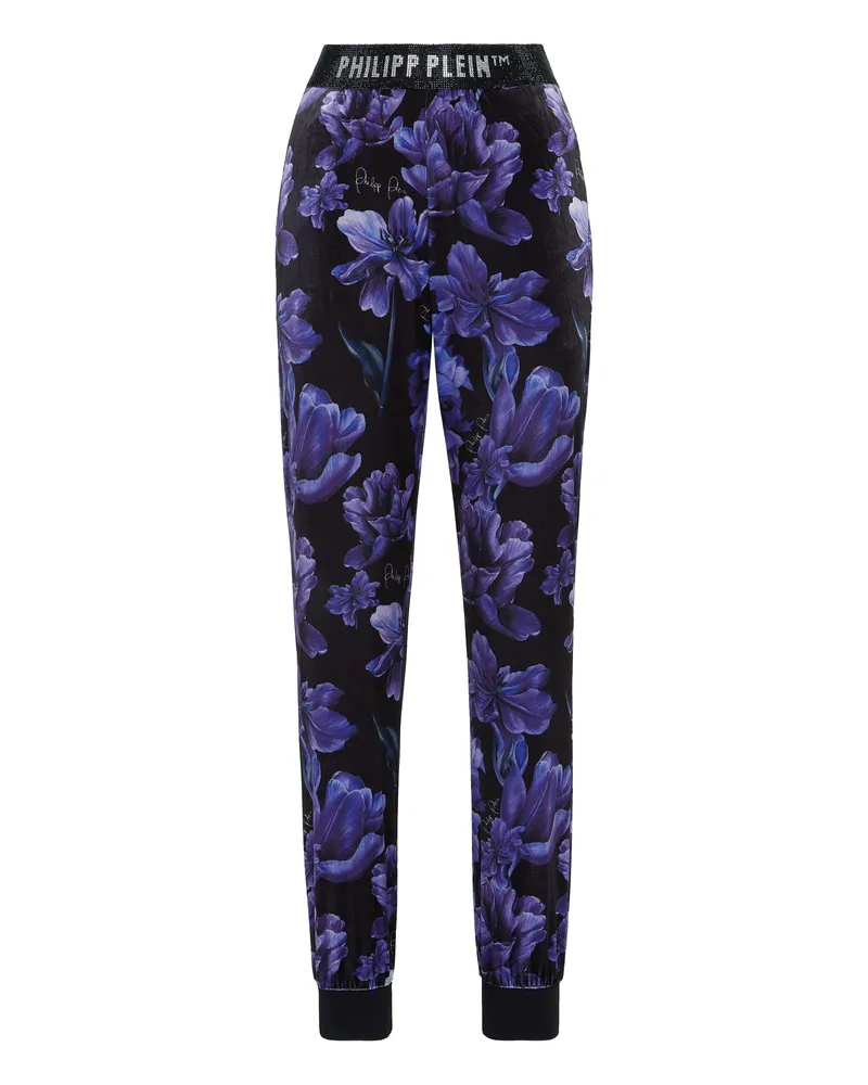 Philipp Plein Jogginghose Flowers Schwarz