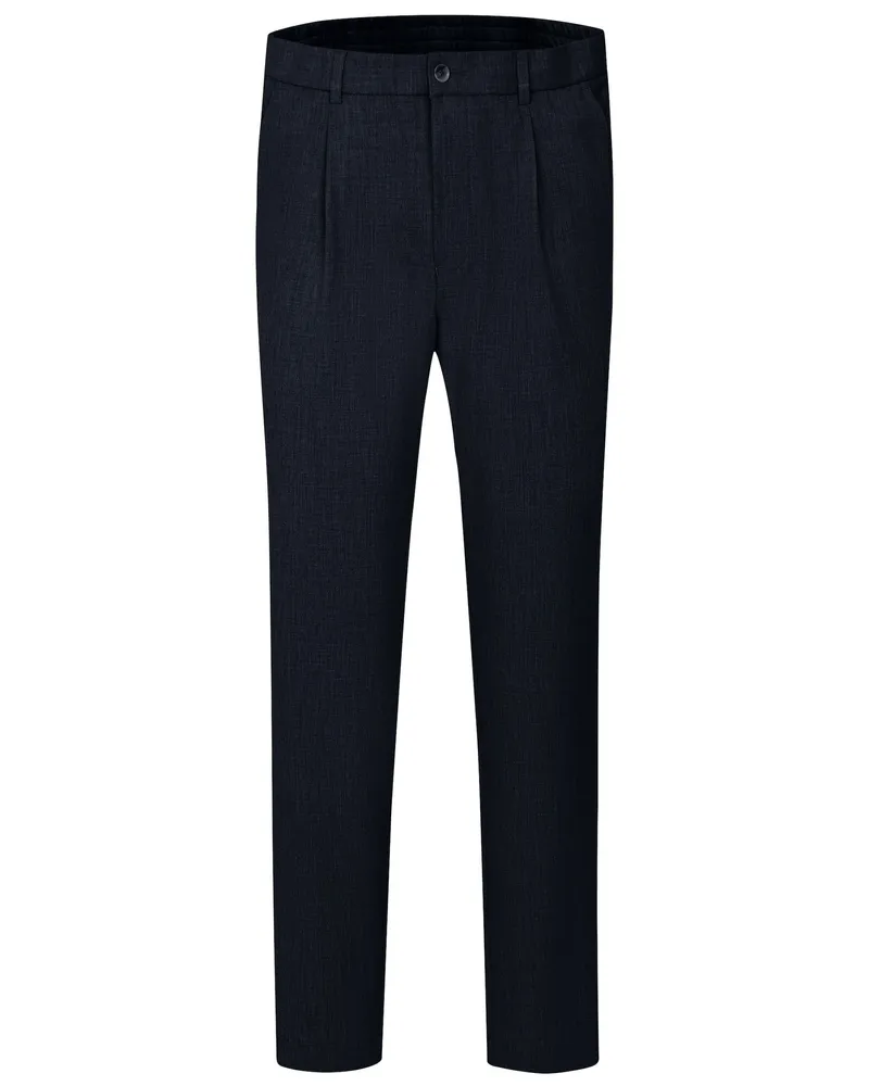 Bugatti Herren Bundfaltenhose mit Stretchfunktion Marineblau