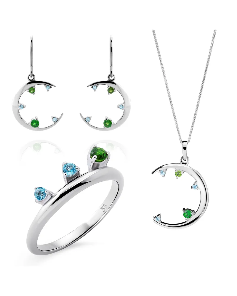 Orphelia Eline' Damen-Set aus 925er Sterlingsilber: Halskette + Ohrringe + Ring – Silber SET-7497 Silber