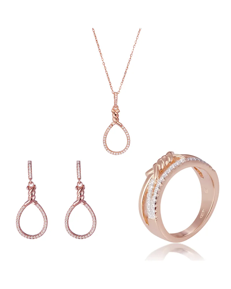 Orphelia Aava' Damen-Set aus 925er Sterlingsilber: Halskette + Ohrringe + Ring – Rosé SET-7421 Rosé