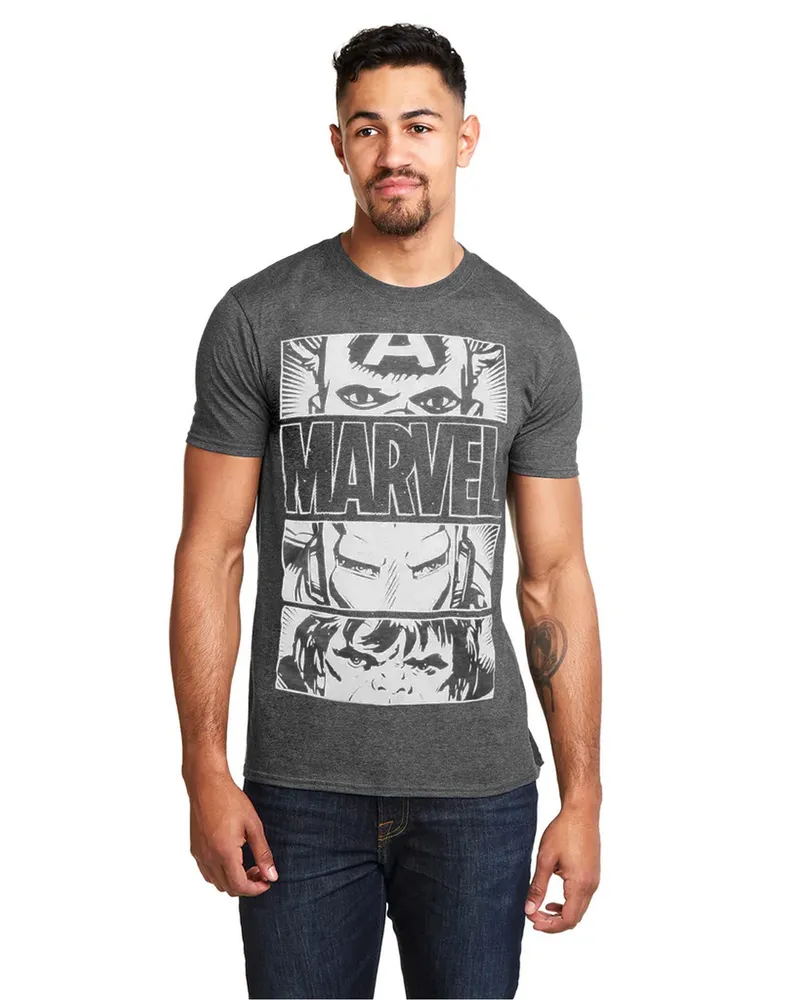 Marvel Heroes Eyes" T-Shirt für Herren (Grau meliert Dunkelgrau