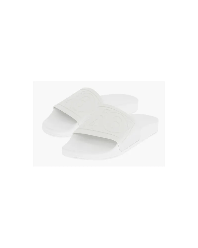 Maison Margiela Einfarbige Slides mit geprägtem Logo - Weiß Weiß