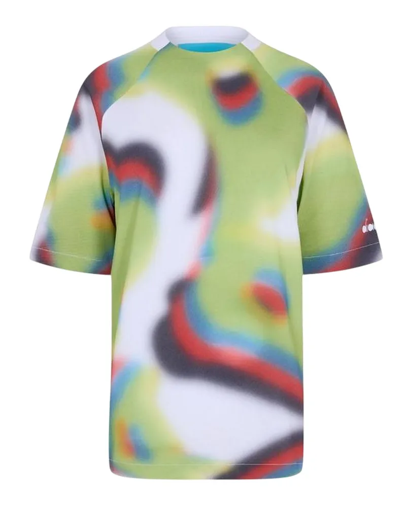 Diadora T-Shirt für Damen, Rundhalsausschnitt (Grün/Bunt Grün