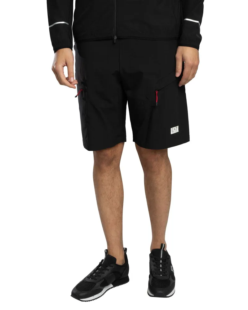 EA7 Leichte Cargo-Shorts, Schwarz Schwarz