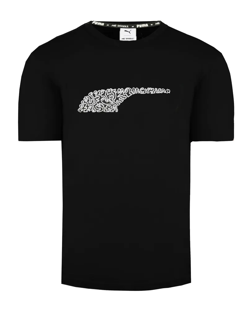 Puma x Mr. Doodle Kurzarm Crew Nackenschwarz Herren T-Shirt 530650 01 Weiß