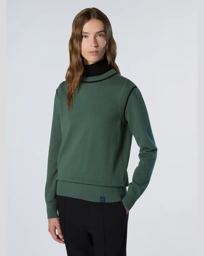 North Sails Pullover Rundhalsausschnitt aus Viskose Salbeigrün