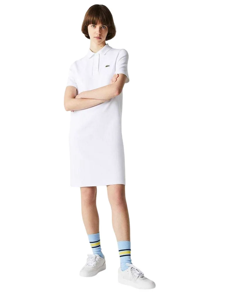 Lacoste Polo-Kleid für Damen, Piqué, kurzärmlig (Weiß Weiß