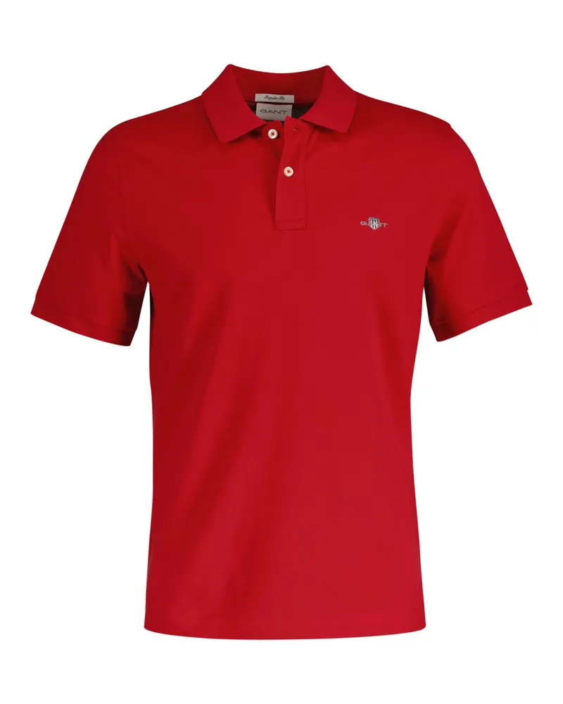 Gant Poloshirt - REGULAR SHIELD Kurzarm Knopfleiste Stickerei Rot