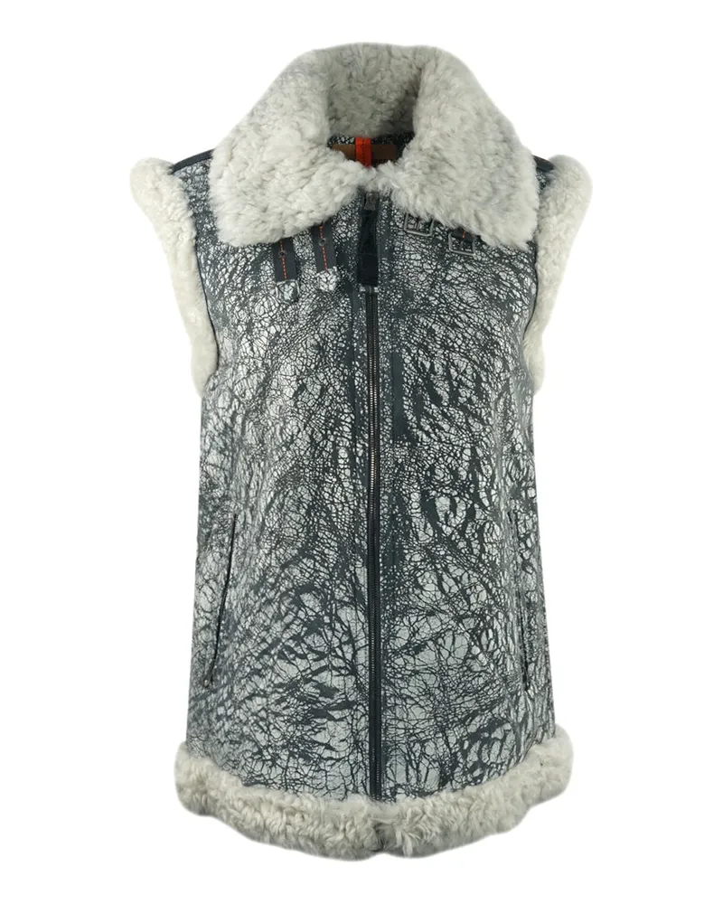 Parajumpers Sax Shearling Nine Chaleco de Cuero Gris Grau