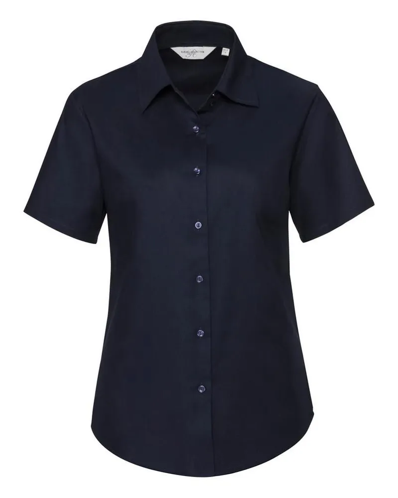 Russell Athletic Russell Collection Easy Care Oxford Bluse, Kurzarm (Marineblau Marineblau