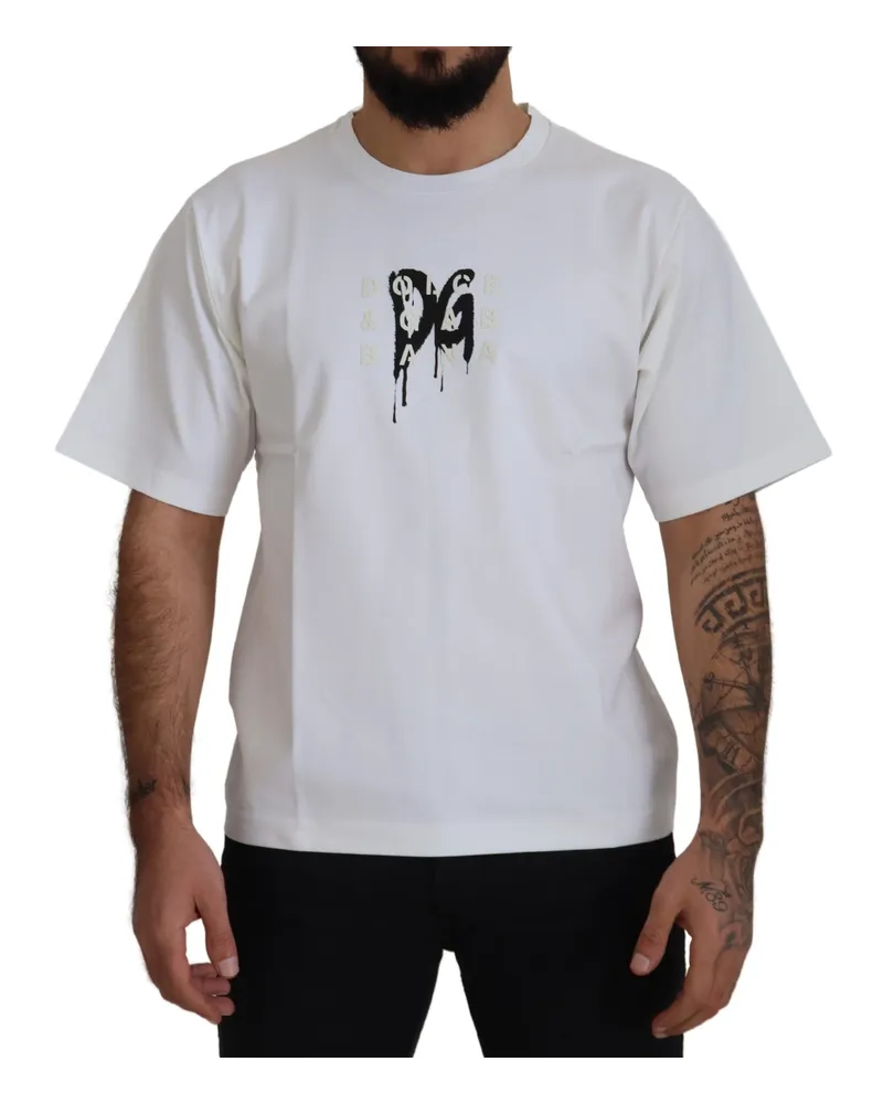 Dolce & Gabbana Dolce Gabbana Graffiti-Druck T-Shirt Weiß