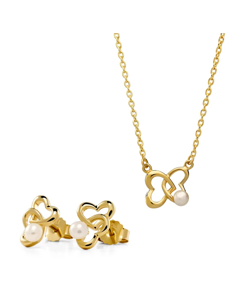 Orphelia Lili' Damen 925 Sterling Silber Set: Kettenanhänger + Ohrringe - Gold SET-7513/G Gold