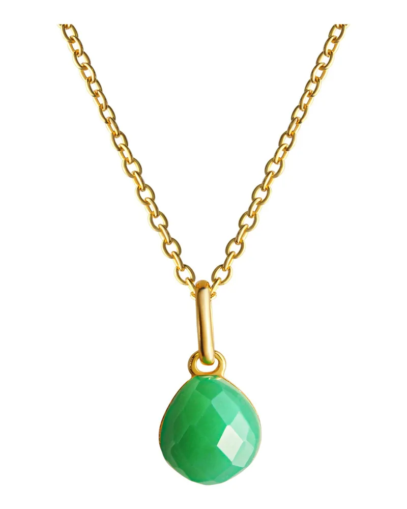 Jamelli Halskette Silber 925 vergoldet 42+3cm lang mit echtem Chrysopras Gold