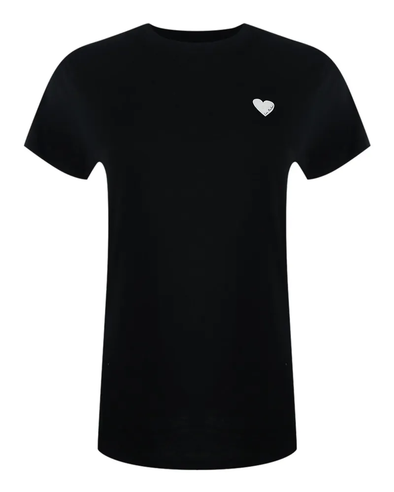 Moschino T-shirt Mit Kleinem Weißen Herzlogo Schwarz